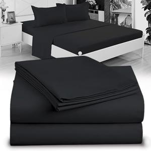 100% Microfiber Double Brushed Sheet Set - Extra-Soft & Wrinkle-Free - 3 PC Set ( King, Black)