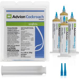 Advion Cockroach Gel Bait, 4 Tubes x 30-Grams, 1 Plunger and 2 Tips, German Roach Insect Pest Control, Indoor and Outdoor Use, Roach Killer Gel for American, German and Other Major Cockroach Species