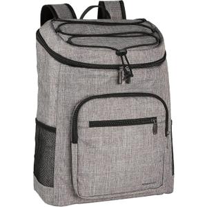 Amazon Basics Insulated Cooler Backpack, Leak-Proof, 30 Can Capacity, Portable Soft Sided Cooler, Keeps Cold for Hours, Gray