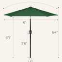 6 Ft Outdoor Patio Umbrella, Easy Open/Close Crank and Push Button Tilt Adjustment - Hunter Green Market Umbrellas