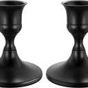 Black Taper Candle Holders Set of 2, Vintage Metal Candlestick Holders for Dinner Room Table Centerpiece or Mantel Wedding Party Decor