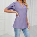 PerZeal Women's Summer Tops Tunic V Neck Ruffle Half Sleeve Blouses Short Sleeve Casual Loose Tops T-Shirts Light Purple X-Large