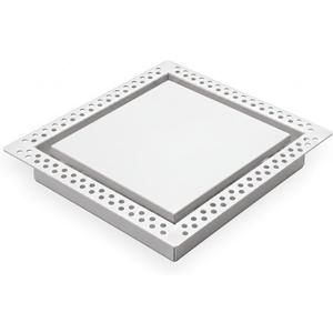 14x14 Metal Flush Exhaust Fan Cover - Seamless Mud-in Exhaust Mount Cover for Bathroom Fans, Ceiling or Wall, Paintable White 