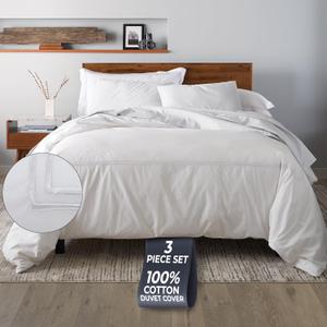 Ella Jayne California King Duvet Cover (3 Pieces), 100% Cotton Percale, King/Cali King, Breathable & Lightweight Cal King Duvet Cover (1 Piece) 106 x 90 Inches with 2 Pillow Shams (White Design)