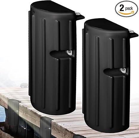 Dock Bumper Fender,Boat Dock Bumpers for Edge or Side,Marine Fender Guard,Vertical Protection,Durable Construction,Includes Mounting Hardware,2 PackBlack