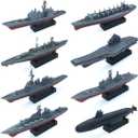 Kvvdi 8 Sets 3D-Puzzle Model Battleship Aircraft Carrier Toy Submarine, Plastic Model Warships Ship Kits, Navy for Collection