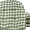 Klear Vu Omega Non-Slip Chair Cushions, Assembled in USA, U-Shaped Skid-Proof Seat Pads for Dining Room, Kitchen, Office, 15"x16" 4 Pack Gingham Pine 4 Count