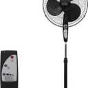 BLACK+DECKER 18-Inch Stand Fan with Pedestal Base, Height Adjustable Pedestal Fan with Remote and Touch Control Panel, Free Standing Fan with 90-Degree Oscillating and 3-Speed Settings, Black