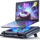 llano Laptop Cooler, Gaming Laptop Cooling Pad with 3500RPM Turbofan, 4.72 Inch External Fan Laptop Stand, Adjustable Variable Speed, Button Control, Seal Foam for Rapid Laptop13-17.3in, V10, Black