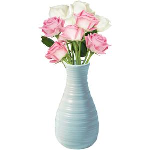 Unbreakable Vase for Flowers, Ceramic Look Plastic Vase for Home Decor, Living Room, Table (Seashell Blue)