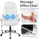 FDW Office Chair Massage Computer Chair High Back Adjustable Desk Chair Rolling Swivel Executive Chair PU Leather with Lumbar Support Arms Headrest Task Chair,White