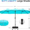 SUPERJARE 15FT Outdoor Patio Umbrella with Base Included, Double Sided Pool Umbrellas with Fade Resistant Canopy, Extra-Large Table Umbrella for Deck, Market, Backyard, Light Blue