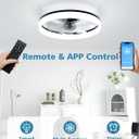 VOLISUN Low Profile Ceiling Fans with Lights and Remote, 20in Fandelier Ceiling Fan with Light, 3000K-6500K Dimmable Bladeless LED Fan Light, Black Flush Mount Ceiling Fans with Lights for Bedroom