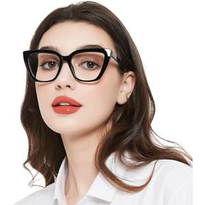 Oversized Reading Glasses for Women Designer Cat Eye Readers 1.0 1.25 1.5 1.75 2.0 2.25 2.5 2.75 3.0 3.5 4.0 (Black)