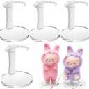 Adjustable Doll Stand for Sitting & Standing Positions - Premium Acrylic Base Display Holder for 3-7" Figures (White 4 Set)