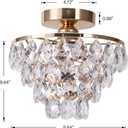 Luupyia Gold Crystal Chandelier Small, Mini Ceiling Light Modern Flush Mount Crystal Chandelier Hallway Overhead Light Fixtures Ceiling for Hallway Bedroom Hall Living Room E26