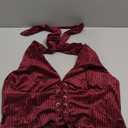 Verdusa Women's Going Out Halter Corset Tops Sleeveless Lace Up Open Back Crop Top (Large, Maroon)