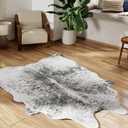 NativeSkins Faux Cowhide Rug  Gray (Medium) | 4.3ft x 5.7ft | Cow Print | Western Bedroom Decor | Hand-Cut, Faux Suede No-Slip Backing | Western Rug | Animal Print | Cow Hide (Grey)
