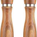 2Pcs Acacia Wood Salt and Pepper Grinding Machine, Durable Ceramic Grinding, Manual Steel Ring Grinding Machine with Adjustable Thickness