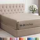 Extra Deep King Fitted Sheet - Hotel Luxury Single Fitted Sheet Only - Easily Fits 18 inch to 24 inch Mattress - Ultra Soft, Wrinkle Free w/Extra Deep Pockets - Breathable & Comfy - Heathered Beige