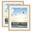SZYUU 20x24 Picture Frame Set of 2, Wood Frame with Real Glass, Wide Border