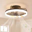 360 Rotating Ceiling Fan with Lights and Remote, 19.7" Low Profile Ceiling Fans 6 Wind Speeds, Modern Smart Dimmable LED Fandelier for Bedroom, Kids Room