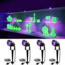 4 Pack UV Landscape Spotlights for Outdoor & Indoor Waterproof Wired 120V Purple Spot Lights for Blacklight Poster, Uranium Glass, Reaction Lighting for Body Painting and Glow Party
