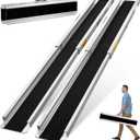 8FT Portable Wheelchair Ramp, 96"L x 7.2"W Aluminum Ramps for Wheelchairs for Home, 1200LBS Capacity Telescopic Non-Skid Threshold Handicap Wheel Chair Ramp for Doorways, Stairs, Steps, 2 Pack