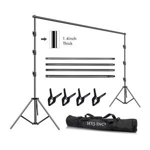 10 x 10Ft Photo Video Studio Heavy Duty Adjustable Muslin Backdrop Stand Background Support System Kit for Photography with Carrying Bag，4 Pcs Spring Clamps
