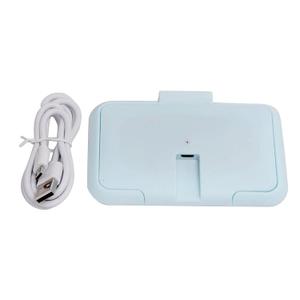 Baby Wipe Warmer,Baby Wipe Warmer Thermostat Temperature Double Layers Cover Portable USB Wet Heater Light Blue