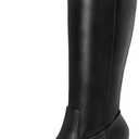 mysoft Women's Knee High Boots Square Toe Chunky Block Stacked Heel Tall Boots with Side Zipper, 6, Black