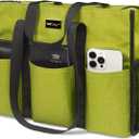 TOPDesign Utility Water Resistant Tote Bag with 13 Pockets, Top Zipper Closure & Thick Bottom Support, for Working Women (Medium, Light Green)