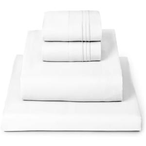 Mellanni Queen Sheets Set - 4 PC Iconic Collection Bedding - Hotel Luxury, Extra Soft, Cooling Bed Sheets - Wrinkle, Fade, Stain Resistant (Queen, White)