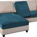 PrinceDeco Sectional Couch Covers 3 Pieces Velvet Sofa Covers L Shape Soft Couch Covers for Sectional Sofa Corner Sofa Cover Couch Cover for Dogs Washable (2 Seater + 1 Chaise,Deep Teal)