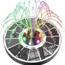 SZMP Solar Fountain Upgraded 100% Glass Panel, 3.5W Solar Powered Water Pump Built-in 2000 Battery with 7 Nozzle & 4 Fixer, Solar Bird Bath Fountain for Garden, Pool, Outdoor (Colorful)