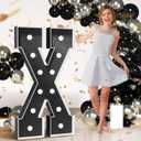 Marquee Letters Black Birthday Decorations: Large 4 Feet Tall Light Up Letters for Party Decor Baby Shower Big Foam Cardboard Letter X