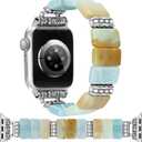 Newlibery Beaded Natural Stone Bracelet Band Women Compatible with Apple Watch 38/40/41/42mm(S10/11) Boho Elastic Western Vintage Imperial Stone Strap for iWatch Series 11/10/9/8/7/6/5/4/3/2/1/SE