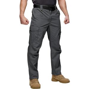 SWISSWELL Mens Tactical Cargo Pants Water Resistant Ripstop Lightweight Hiking Work Pants with 8 Pockets Elastic Waistband Grey 32×32