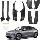 8Pcs Door Sill Protector for Tesla Model Y Juniper 2025 2026 Front and Rear Door Pedal Kick Protection Carbon Fiber Friction Resistant Model Y Juniper Interior Accessories