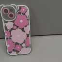 NITITOP Compatible iPhone 13 Case with Cute Clear Cartoon Little Girl Bear Flower Heart Beaded Lanyard Wrist Strap - Pink Flower