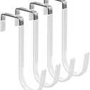 FYY Over the Door Hooks, 4 Pack Hangers Hooks with Rubber Prevent Scratches Heavy Duty Organizer for Living Room, Bathroom, Bedroom, Kitchen Hanging Clothes, Towels, Hats, Coats, Bags White