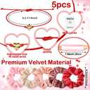 Berlune 5 Set Galentines Day Party Favors Fuzzy Sock Bracelet Scrunchie Gifts Set for Galentines Valentine's Women Party Gift (Red)