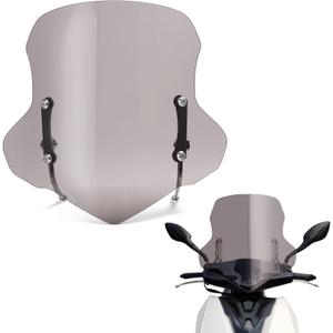 Mokuo Universal Upgrade 4MM Thickness Scooter Windshield in PC Material Compatible with Motorcycle Scooter Moped ATV Ebike windshield Smoke grey color