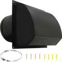 10 Inch Steel Hooded Wall Vent Cover with Screen & Backdraft Damper, Black