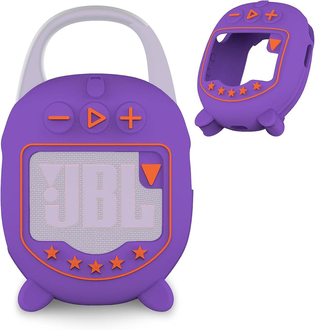 Silicone Cover Case for JBL Clip 5 Ultra Portable Bluetooth Speaker, Protective Skin Accessories for JBL Clip 5 Pro Sound Bluetooth Speaker Stand Up (Only Case) (Purple)