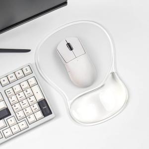 Clear Mouse Pad with Gel Wrist Support - Ergonomic Cooling Mousepad Support with Non-Slip Base for Computer/Office/Home (Transparent)
