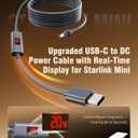 Starlink Mini USB-C to DC Power Cable – Smart PD Chip & 18AWG Copper Wire with Voltage & Current Display for Fast Troubleshooting, Waterproof Accessories for Home, RV & Outdoor Camping (3m/9.8ft)