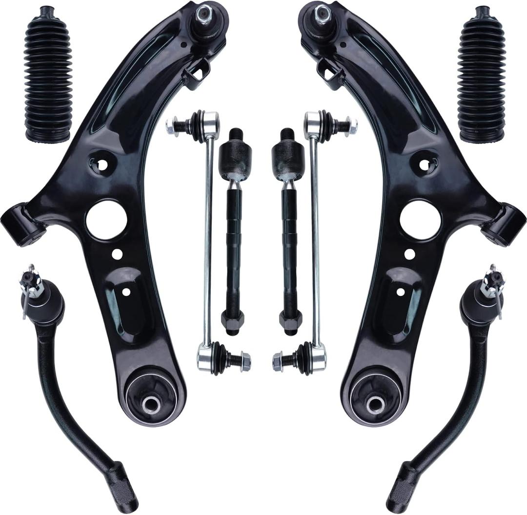 Control Arm, 10 Pcs Suspension Kit Front Lower Ball Joints Sway Bar Tie Rod Bellows Replacement For 2011-2016 Hyundai Elantra & 2012-2017 Hyundai Veloster