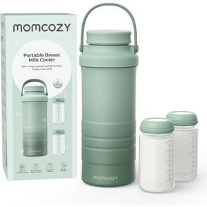 Momcozy 22oz Portable Breast Milk Cooler for Outdoor, Life Saver with 360 Total Cooling for 24 Hours, Larger Capacity Travel Breastmilk Chiller with 2pcs Baby Bottles for Breastmilk Storage