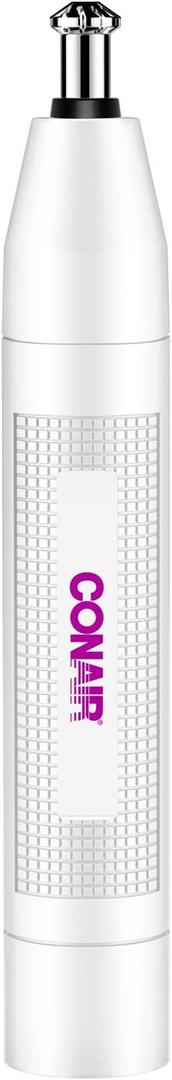 Conair Ear and Nose Hair Trimmer for Women, Cordless Battery-Powered, Patent 360 Bevel Blade for No Pull, No Snag Trimming Experience, True Glow by Conair (1 Count (Pack of 1), White / Purple)